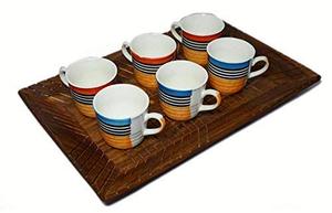 Bandeja de madera hecha a mano Bandeja decorativa asequible para servir bocadillos de desayuno y uso doméstico - Product Image 3