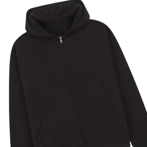 <b>Black</b> Zip Up <b>Hoodie</b> Unisex Cotton Fleece Hooded Sweatshirt Casual Winter <b>Plain</b> Solid Full Zipper Streetwear Wholesale Supplier - Product Image 3