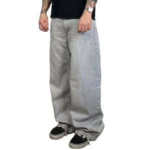 Jeans de Hombre de Corte Recto de Alta Calidad Personalizados al por Mayor a BAJO PRECIO, con Letras Personalizadas, de Algodón, Estilo HipHop, Lavados - Product Image 1