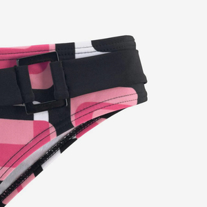 Ensemble de bikini bandeau à bretelles halter à taille haute avec logo personnalisé pour femmes, push-up, séchage rapide, écologique, couleur rose, vente en gros - Product Image 4