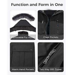 Chaqueta de Parkas para hombre con capucha de piel cortavientos de nuevo diseño, chaquetas Parkas largas cálidas de invierno personalizadas para hombre, ropa informal, servicio OEM - Product Image 5