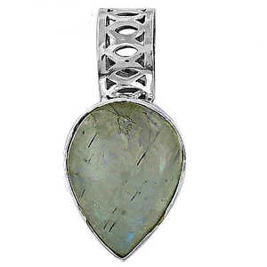 Handmade Women's <b>Necklace</b> with 925 <b>Silver</b> Labradorite Teardrop Pendant Religious <b>Cross</b> Design Handcrafted Crystal Jewelry - Product Image 3