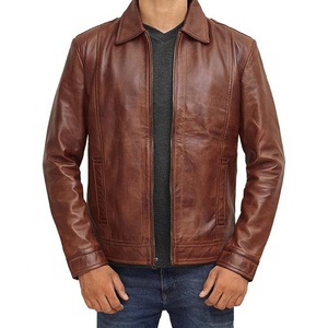 Nouveau blouson aviateur professionnel en cuir de chèvre marron personnalisé à la mode veste en cuir véritable pour hommes - Product Image 1