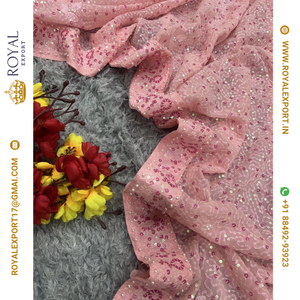 Sari en Georgette Douce Brodé Style Célébrité Bollywood de Qualité Supérieure avec Bordure, Collection Royal Export - Product Image 6