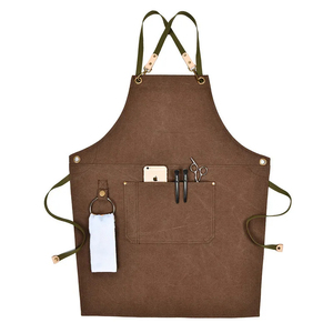 Babero de lona personalizado delantal de trabajo hombres cintura café cocina Chef babero delantal - Product Image 5