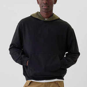 Sweat-shirt à capuche épais pour homme, 100% coton, poids lourd, fermeture éclair, doublé, logo imprimé personnalisé, épaules tombantes, automne - Product Image 4