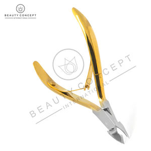 Pince à cuticules professionnelle de luxe durable en acier inoxydable plaqué or, manche français, double ressort, coupe-cuticules 6 mm - Product Image 5