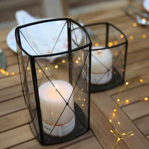 Handmade Metal Bent Glass <b>Hurricane</b> <b>Candle</b> Pillar Box Votive Holder Customizable Design Die Cutting Printing for Wedding Home - Product Image 3