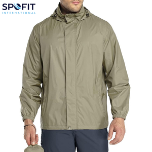 Fabricante al por mayor de color personalizado impermeable a prueba de viento bombardero lluvia chaquetas cierre de cremallera capucha frontal actividades al aire libre - Product Image 3