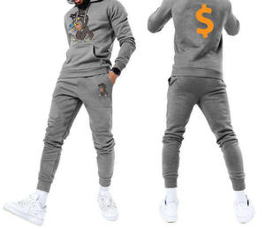 2024 Trending Custom puff Print chándal acampanado unisex apilados chándal hombres zip up hoodies chándales chándal para hombres - Product Image 6