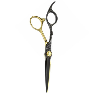 Tijeras de Peluquería con Reposadíces, Mango Recubierto en Negro y Dorado, Tijeras para Cortar Cabello, Cuchillas Afiladas, 6.0 Pulgadas - Product Image 5