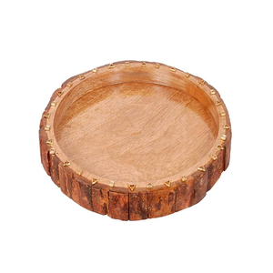 Plateau de service en bois de forme ronde fabriqué à la main 100% de haute qualité pour la vente en gros - Product Image 1