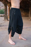 Pantalon fait main en coton Dhoti blanc et noir Pantalon sarouel de yoga coupe ample avec poche, bohème Festival Wear