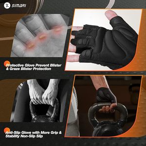Unisex Premium Quality Gym Half <b>Finger</b> Fitness Gloves Solid Color Quick Dry Leather Lightweight Breathable Adjustable Wrist - Product Image 4