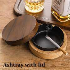 Modern Wooden <b>Ashtray</b> with Lid Latest Classic Design Customizable Tabletop for Home Decorative Cigar <b>Ashtray</b> - Product Image 4