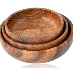 Cuenco de madera de diseño de lujo hecho a mano, cuenco de madera natural para frutas, pasta y comidas saludables, cuenco de madera para servir - Product Image 2