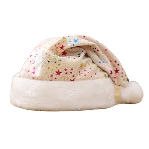 Luxury Velvet Red <b>Christmas</b> Santa <b>Hat</b> with Golden Foil, Inflatable & Custom Patches Festive <b>Adult</b> Party Headwear - Product Image 5