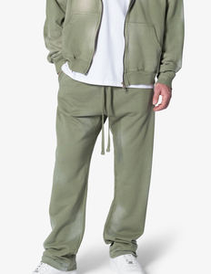 2025 recién llegado Streetwear 100% algodón francés Terry apilado sudor pantalón transpirable Sunfade lavado pierna recta Joggers para hombres - Product Image 4