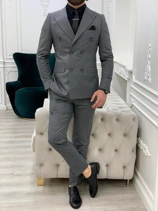2022 nuovo vestito da <span class=keywords><strong>uomo</strong></span> di lusso sottile <span class=keywords><strong>grigio</strong></span> scuro smoking Slim Casual <span class=keywords><strong>abito</strong></span> da sera formale - Product Image 4
