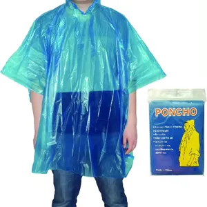 hot sale disposable emergency pe rain poncho/rain waterproof colorful pe raincoat rain poncho poly bag