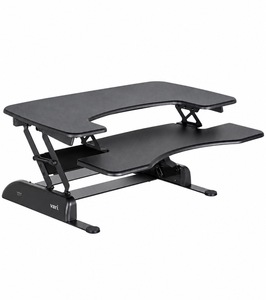 Escritorio de Oficina Moderno de Acero Ajustable en Altura, Estación de Trabajo con Tablero Extraíble, Color Negro - Product Image 1