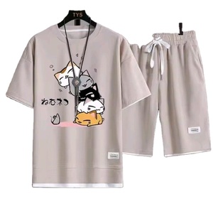 Conjunto Deportivo de Dos Piezas para Mujer, Talla Grande, Casual, Color Sólido, con Plumas, Secado Rápido, Verano, Camiseta de Manga Corta con Cuello Redondo + Ropa Deportiva - Product Image 1