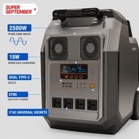 Station d'alimentation portable 3000W, batterie LiFePO4 2952Wh, générateur solaire avec MPPT 40A, roues de transport, charge sans fil, sortie AC/DC