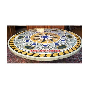 <b>White</b> Marble <b>Round</b> Shape Handmade Indian Manufacturer Unique Design Fine Finishing Standard Quality Hotels Purpose <b>Table</b> Tops - Product Image 1