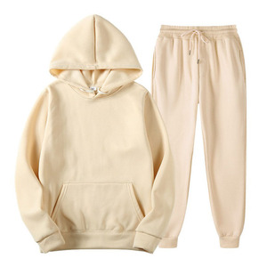 Fabricante Streetwear Fleece Chándales Sudaderas Bordado Logotipo personalizado Pull Over Impreso Hombres Pantalones de chándal y sudaderas con capucha Conjunto - Product Image 2