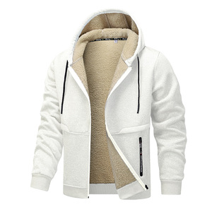 Venta al por mayor nuevos hombres deportivos otoño cremallera invierno con capucha chaquetas de lana Casual Color sólido espesar cálido HoodiesDDP envío - Product Image 2