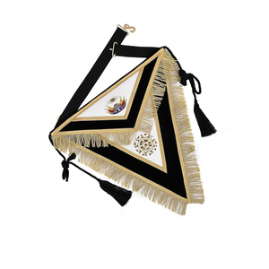 32e degré Scottish Rite Tablier de luxe Tissu de velours noir avec broderie à la main Badges à coudre Aimant Attaches Glands - Product Image 6