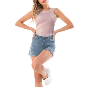 2023 meilleure qualité personnalisé femmes t-shirt confortable tricoté tissu avec Logo décoration prix à la mode automne Style - Product Image 1