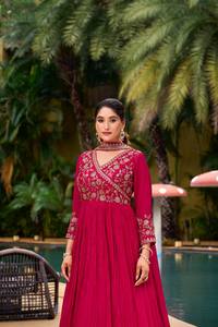 Gulnaar Exquisite Floral Embroidery <b>Womens</b> <b>Kurti</b> Pant Dupatta Set Floor Length Ethnic Wear Beaded Sequin Applique Indian Attire - Product Image 2