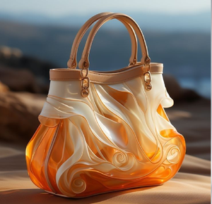 Bolso metálico con relieve floral en oro rosa de alto brillo. Disponible a precios de mayoreo. - Product Image 2