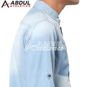 เสื้อเชิ้ตยีนส์ผู้ชายผ้าฝ้ายสั่งทำโลโก้ขายส่ง ระบายอากาศได้ดี เหมาะสำหรับกิจกรรมกลางแจ้ง - Product Image 5