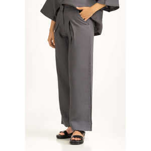 Pantalones de Pierna Ancha de Cintura Alta Estilo Casual, Corte Regular, Pliegues Delanteros, Tela Crepé Antiarrugas para Verano WM-COD-SS25-359B - Product Image 1