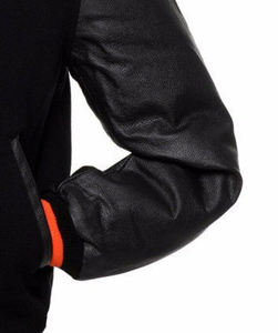 Chaqueta de bombardero Varsity Letterman de lana pura negra de alta calidad para hombres Chaqueta de béisbol universitaria de cuero genuino para hombres Envío DDP - Product Image 5