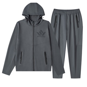 Men's <b>Black</b> Hooded Tracksuit Set Full Zip Hoodie and <b>Jogger</b> Pants Printed Cotton Breathable Lightweight Casual Summer Wear - Product Image 6