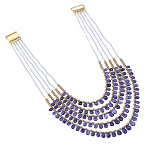 <b>925</b> Sterling <b>Silver</b> 18K Gold Plated Beaded Sapphire <b>Necklace</b> | Luxury Blue Sapphire Gemstone Women's <b>Necklace</b> - Product Image 3