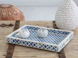 Luxury Handmade Modern Square Bone Inlay Customizable Durable Serving Tray Elegant Decorative Tray for <b>Tabletop</b> Vanity Home Use - Product Image 4