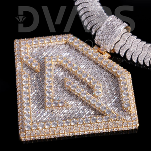 Colgante Unisex de Hip Hop Personalizado de Alta Calidad, Chapado en Oro sobre Plata 925, con Diamantes Cultivados en Laboratorio de Corte Brillante, con Letra, para Fiestas - Product Image 6