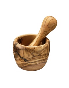 Mortero/Pilón Redondo, 28 x 28 x 18 cm, Marrón, Triturador de Especias, Prensa de Jengibre, Prensa de Ajo, Molinillo de Café, Triturador de Hierbas y Especias - Product Image 1