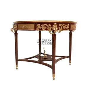 Mesa de Entrada Clásica de Lujo con Incrustaciones de Latón y Madera - Product Image 4