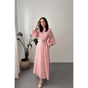 <span class=keywords><strong>Abito</strong></span> Lungo <span class=keywords><strong>Rosa</strong></span> <span class=keywords><strong>Cipria</strong></span> da Donna Elisa Fashion con Dettaglio Cintura - Product Image 2