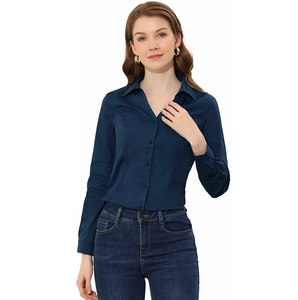 Camisas de vestir de algodón de estilo empresarial para mujer, camisas de vestir de moda de alta calidad, camisa de vestir de manga larga para mujer transpirable - Product Image 4