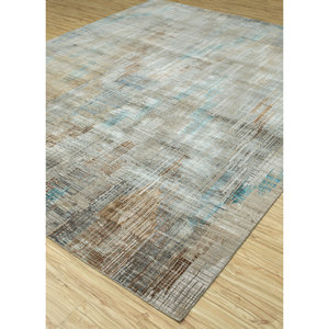 พรมไหมพรมและไหมไผ่ถักมือสีเบจและสีน้ำตาลลายแบบนามธรรมสำหรับห้องนั่งเล่นหรือห้องนอนวัยรุ่น-Srb(727) - Product Image 2