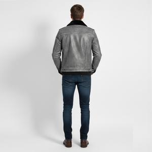 Veste bomber en denim pour homme, personnalisée, en cuir synthétique, imperméable, respirante, écologique, unie, vintage, délavée - Product Image 5
