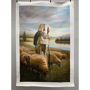 Pinturas al Óleo de Jesús 100% Pintadas a Mano, Tamaño Personalizado 36x24 Pulgadas, Arte de Pared para Decoración del Hogar, Estilo Moderno de Retrato, Lienzo con Flores - Product Image 6