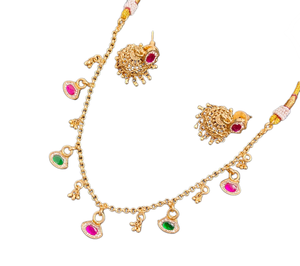 Joyería de moda para mujer para función de boda piedra Kundan tachonada con conjunto chapado en oro antiguo con pendiente de lujo para mujer - Product Image 5