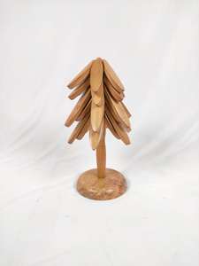 Tree Shape 4 Wooden <b>Trivets</b> With 1 Stand <b>Wood</b> Drink Coasters With Stand Holder Heat-resistant <b>Wood</b> Cup Holder for Home Storage - Product Image 4